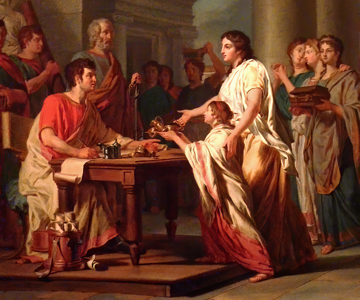 Piety_and_Generosity_of_Roman_Women_by_Nicolas_Guy_Brenet_French_1785_Oil_Detail_MH_01